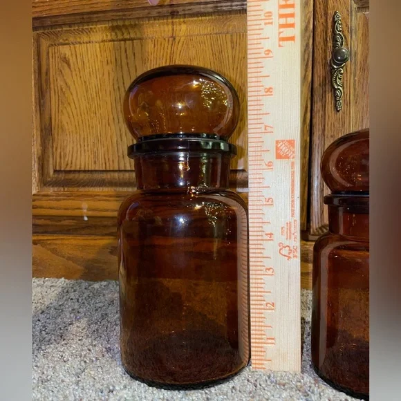 Vintage Apothecary Amber Jar Set